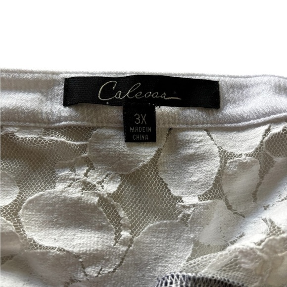 Calessa Plus Size 3X Art to Wear Abstract Mix Material Pieced Knit Tunic Top - Picture 6 of 8